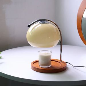 Retro candeeiro de mesa vidro aromaterapia castiçal lâmpada quarto cabeceira atmosfera estudo escritório casa vela aquecedores lâmpada 240131