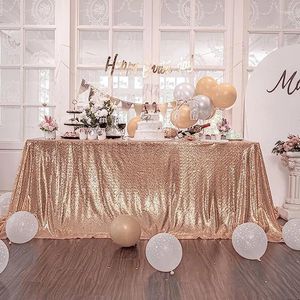 Saia de mesa com lantejoulas e glitter, capa retangular, ouro rosa, toalha de mesa para casamento, aniversário, chá de bebê, festa de natal