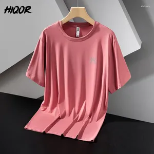 Homens camisetas HIQOR Moda Tops Macio Tecido Fino Respirável Estiramento Legal Verão Casual Camiseta Sólida Pescoço Solto Algodão Tees Homem