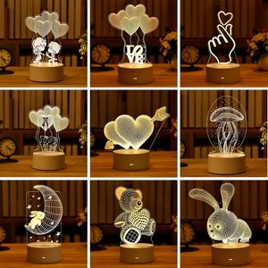 Romantische Liebe 3D Acryl Led Lampe für Zuhause Kinder Nachtlicht Tischlampe Geburtstag Party Dekor Valentinstag Nachttischlampe