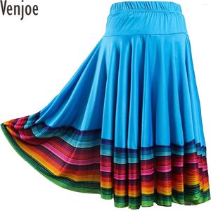 Stage Wear Womens Folklorico Dance Skirts Colorful Ballroom Folk Skirt Mexico Dancing Performance Costume Dancewear