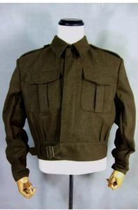 Herrspår på mäns WWII Storbritannien British Army P37 Battle Dress Uniform Wool Jacket Tunic