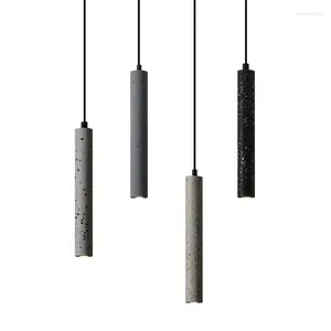 Pendant Lamps Terrazzo Bar Chandelier Cement Minimalist Dining Room Bedroom Bedside Long Strip Industrial Style Single-head Lights