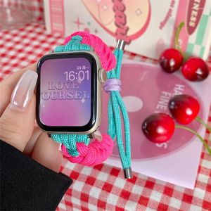 Watch Bands Cute Girl Braided Nylon Rope Band For Apple 8 Ultra 7 SE 6 5 4 3 Bracelet Strap Iwatch 41mm 45mm 44 40mm 38 49mm