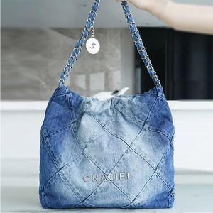 Denim designer tote väska skräp kedja hög kvalitet axelväska mode tote handväska koppling butik rese strandväska crossbody pochette satchel väska 2 datorer stor kapacitet