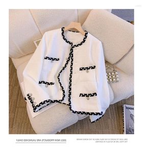 Jaquetas femininas mulheres branco vintage tweed casacos de lã outono inverno pista moda manga longa casual outerwear feminino tops