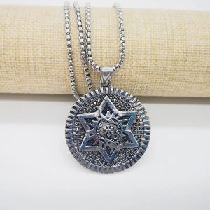 Nowa żydowska biżuteria Magen Star of David Pendant Naszyjnik 2 Ton Antique 14k White Gold Israel Antique Silve Naszyjnik dla mężczyzn