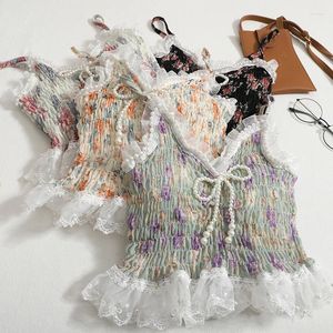 Frauen Blusen 2024 Sommer Boho Strand Stil Frauen Vintage Print Backless Perlen Blusas Mujer Koreanische Süße Rüschen