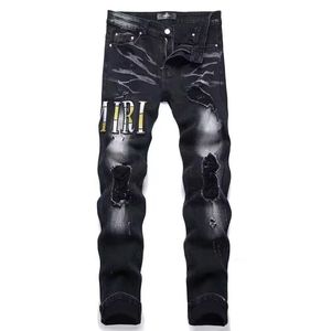 gallary dept Designer Mens Purple Jeans for mens denim pants Fashion womens Purple-brand trends Distressed Black Ripped Biker Slim Fit Motorcycle sweatpants 28-40