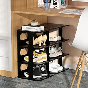 Shoe Racks for Bedroom Plastic Organizer Closet 8 Tier Cubby Free Standing Shelves Cabinet Black Sneaker Storage For 240125