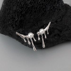 Ohrstecker, einzigartige unregelmäßige Wassertropfen, Laval-Design, Perlen-Ohrstecker für Frauen, cooler Ohrring, Temperament, modisches Geschenk