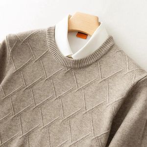 Мужской кашемировый свитер больших размеров 4XL с одним вырезом, теплый толстый свободный повседневный осенне-зимний мужской корейский вязаный пуловер, шерстяной 240123
