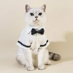 Cat Costumes Shirt Bow Tie Set Teddy Dog Pet Clothes Chenery Suit Tuxedo Outfit Kitten