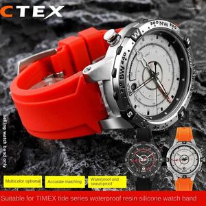 Watch Bands For Men's Timex E-tide Compass T2N721 T2N720 TW2V22200 Waterproof Resin Silicone Band Strap With Tools Screw Pins