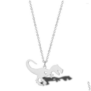 Collane con ciondolo Collana Tyrannosaurus Rex in acciaio inossidabile Regalo per bambini Gioielli di dinosauro per lui Pendenti con consegna a goccia Otejc