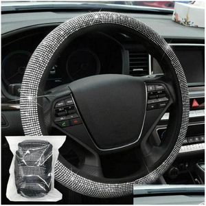 Capas de volante ers 1 pc 15 bling strass carro er branco acessórios entrega gota automóveis motocicletas interior otwpz