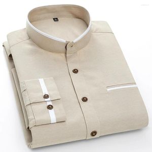 Erkekler Elbise Gömlek Erkekler 5xl Oxford Sıradan Pamuk Katı Katı Uzun Kollu Üst Kalite İnce Uygun Soluk Büzülme Stand Çin Yakası Bluz