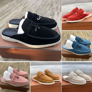 Tasarımcılar Düz Moafers Terlik Kadın Ayakkabıları Loro Flats Elbise Ayakkabı Fabrikası Ayakkabı Yaz Takıları Yürüyüş Süet Kayısı Deri Sıradan Kayma