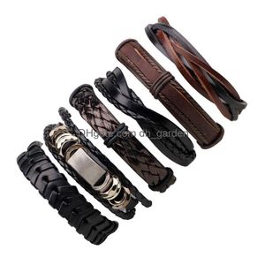 Braccialetti fascino intrecciato in pelle regolabile bracciale mtilayer avvolgimento bracciali bracciali da bracciale da braccio da donna da donna uomo uomo moda gioielli goccia drop dhkih dhkih