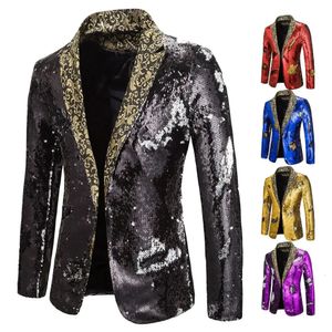 Mens Suit Shiny twotone sequin shawl Collar suit Wedding Groom Singer Dance Sequin Jacket DJ Club Stage 240124