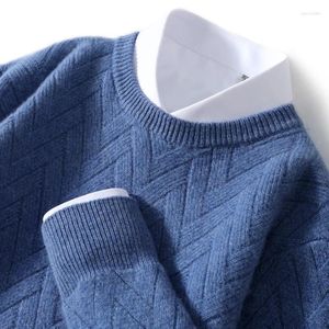 Maglioni da uomo Autunno e Inverno Girocollo in pura lana spessa Tinta unita Pullover allentato a pois Camicia con fondo lavorato a maglia.