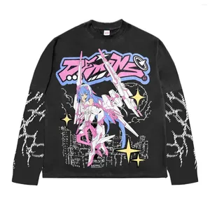 Herr t -skjortor överdimensionerade anime grafik för män gotiska alla bomullspar streetwear high street y2k toppar goth kvinnor kläder