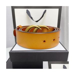 Belts 2023High Quality Belt Women Genuine Leather Golden Sier Bronze Buckle Designer Cowe Men Luxury 20 Colors Carry With Box A68 Drop Ot6Pg