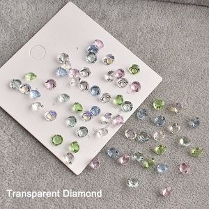 Transparent spetsig botten diamant nagelkonst strass spetsad botten staplad k9 kristallglas 3d nagel diy tillbehör 6mm 240202