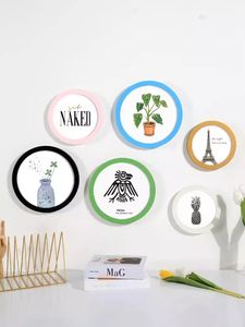 Simple circular po frame 6 inches 7 8 10 12 inches hanging wall picture frame without painting core 240131