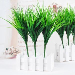 Decorative Flowers 3 Pieces Of Simulated Grass Plastic Small Green Plant Christmas Tree Decoration Partition Flower Arrangement Material