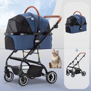 Pies nośnik Pet Puppy Cat Travel Stroller Wózek do Pushcair Jogger Składany wózek Tolley Cage Four Wheels Outdoor