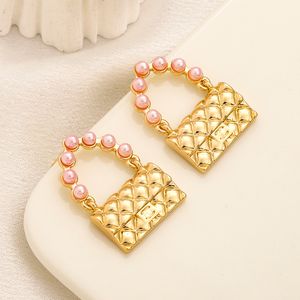 Designer Crystal Pearl Stud Earring New Charm Fashion Style Jewelry Birthday Love Gift Gold Sier Plated Stainless Steel Earrings Back Stamp