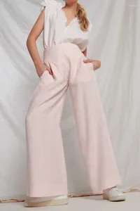 Spodnie damskie kobiety szerokie nogi spodni elastyczne kieszonkową bawełniane lniane lniane damie spodnie jesienne moda luźna miękka miękka y2k