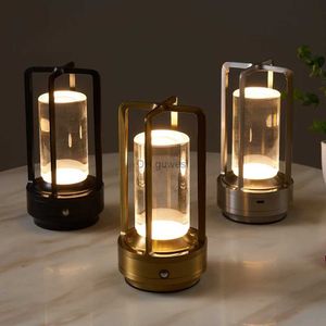 Night Lights Other Home Garden LED Cordless Lamp Retro Bar Metal Desk Lamps Touch Dimming Night Light Restaurant Home Outdoor Decor YQ240207