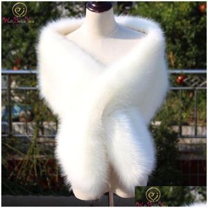 Women'S Fur Faux Womens Walk Beside You Ivory Jackets For Women Wedding Wrap Shawl Bridal Bride Bolero Party Stole Cape Accessory Dhjgg