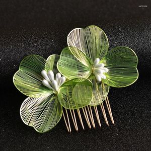 Hair Clips Creative Metal Wire Geometric Flower Combs Hollow Line Surface 3d Hairpins Exquisite Elegant Bridal Accessories