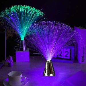 Nattlampor Multicolor LED Fiber Optic Lamp Light Interior Decoration Centerpiece Holiday Wedding Lamp LED Night Light Lamp YQ240207