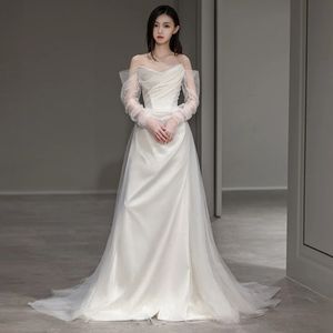 nuova estate moderna sirena abiti da sposa sexy spalle scoperte tulle di raso abiti da sposa lunghi strascico sexy illusione abito da sposa boho abiti da sposa vestido abito da sposa