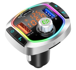 Car Bluetooth 5.0 FMトランスミッターワイヤレスハンズフリーOレシーバーオートMP3プレーヤー2.1AデュアルUSB高速充電器カーアクセサリー7701697