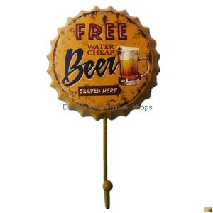 Oggetti decorativi Figurine Gancio appendiabiti Retro metallo Tappo di bottiglia di birra Segno Wall Bar Pub Indizio Decorazione Decor 230810 Drop Delivery Dhvnp