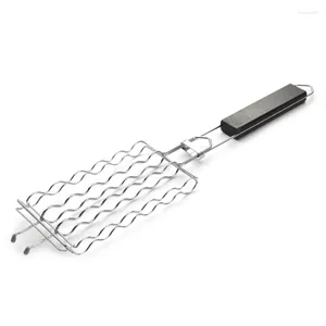 Verktyg Portable BBQ Grill Basket Grilling Clip med avtagbart handtag för grönsaker Fiskar Räkor Dog