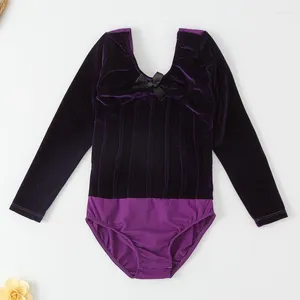 Scene Wear Dance Canary Wool Matching Cotton Long Sleeve Openable Crotch Girls Barn Ballet Leotards