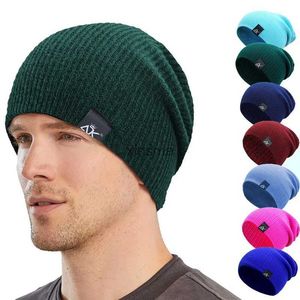 Beanie/Skull Caps Knitted Hats Winter Unisex Warm Casual Slouchy Hats Outdoor Wool Caps Mens Beanie Letter Solid Color Fashion Street Hip Hop Hats YQ240207