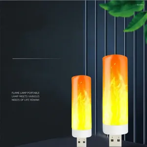 Nattlampor bärbara mini ljus ultraljus energibesparande flameffekt USB -lampa