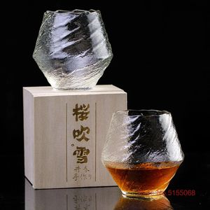 Japanese Hazy Air Wine Glass Snowflakes Falling Whiskey Tumbler Hammer Pattern Whisky Cup XO Brandy Drinking Glasses Wineglass 240127