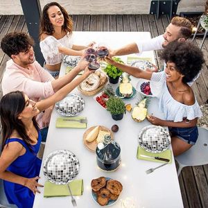 Engångsglasögon pappersplattor middag glänsande vintage disco parti 70/80s tema tabell för bröllop