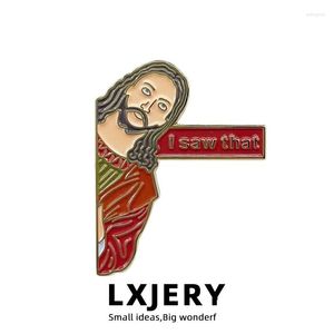 Pins Brooches Lxjery I Saw That Badge On Backpack Funny Jesus Brooch For Clothes Broche Schoolbag Drop Delivery Jewelry Otee3