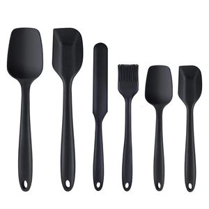 LMETJMA 6 Piece Silicone Spatula Set Non-stick värmebeständiga spatlar Turner för matlagning Bakning Blandningsverktyg KC0320 240125