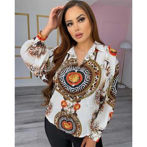 Women's Blouses Shirts J2490 Womens Shirt Summer New Rich and Noble Printed Long sleeved Shirt 2024 designer