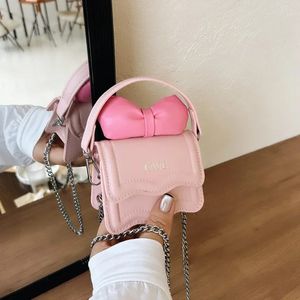 Kızlar için sevimli çocuk el çantası vintage pu deri bowknot messenger çanta tek kayış crossbody bebek ürünleri 240131